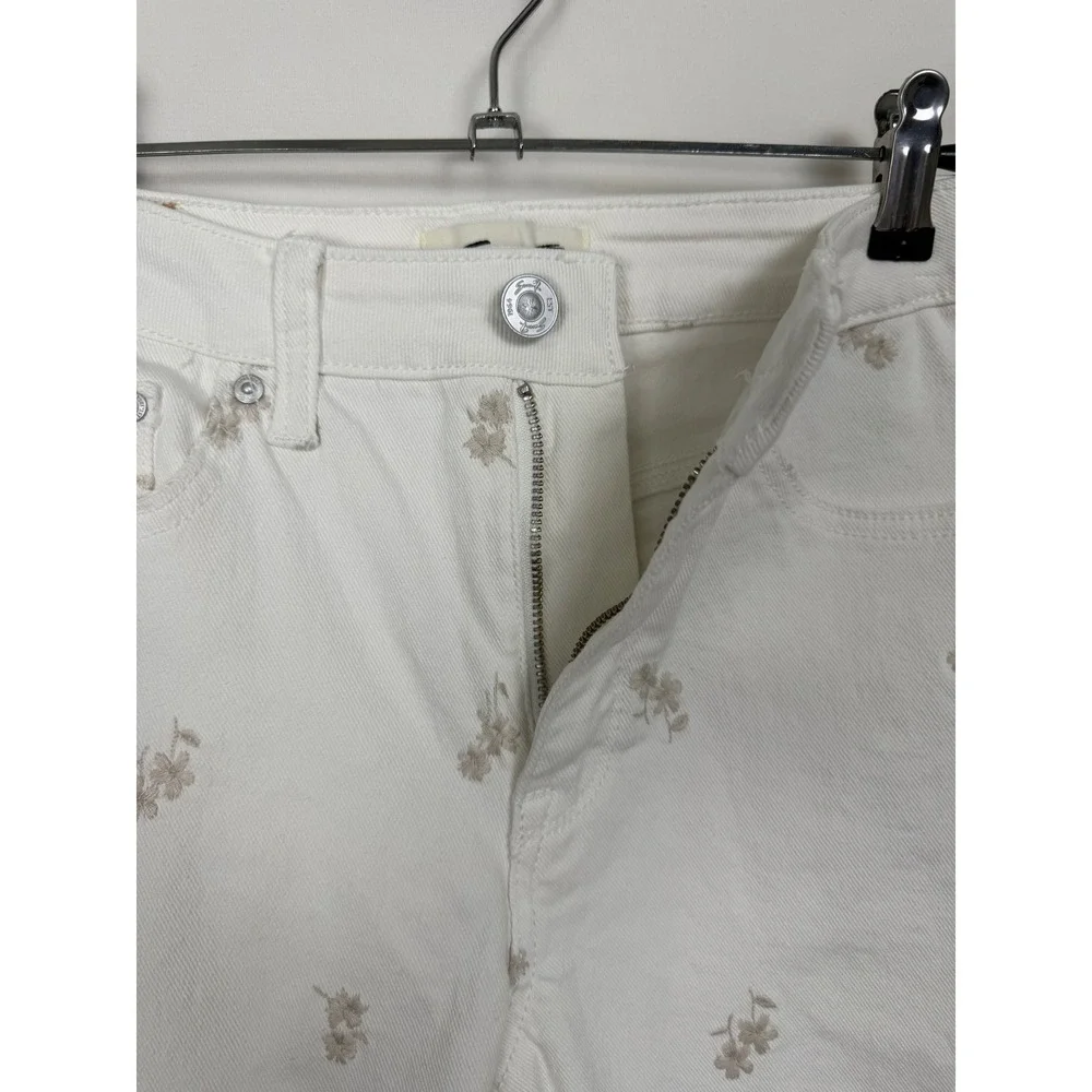 Seven7 Floral Embroidered Skinny‎ Jeans Womens 6 White Excellent High Rise Pants